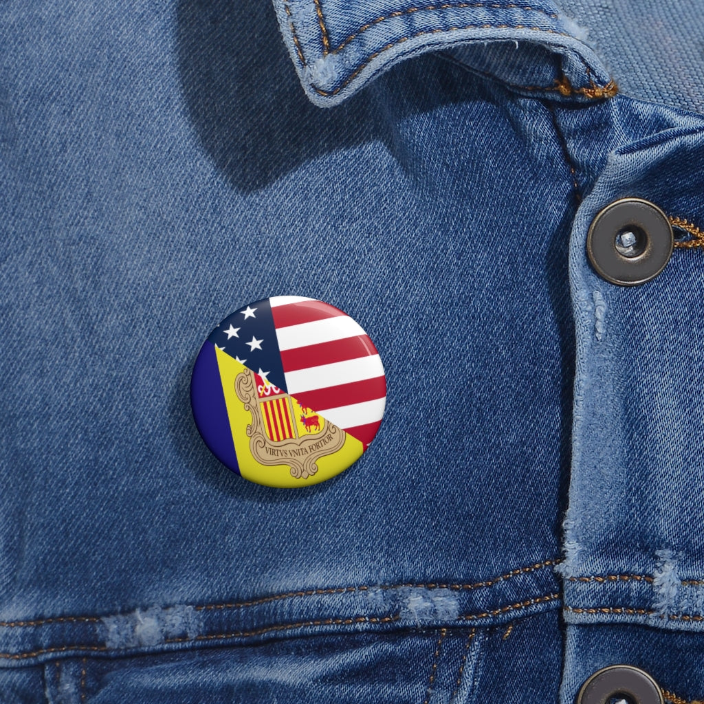 Andorran American Flag Pin Button | Andorra USA America