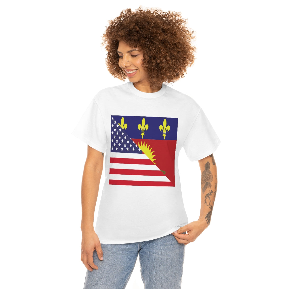 Guadeloupe American Flag Half Guadeloupean USA T-Shirt | Unisex Tee Shirt