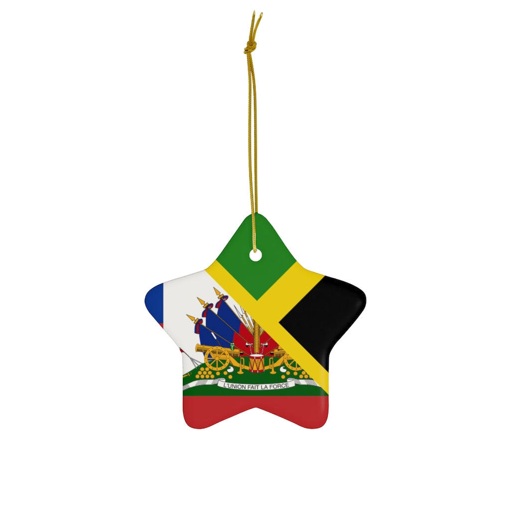 Haitian Jamaican Flag Ceramic Ornaments | Jamaica Haiti Christmas Tree