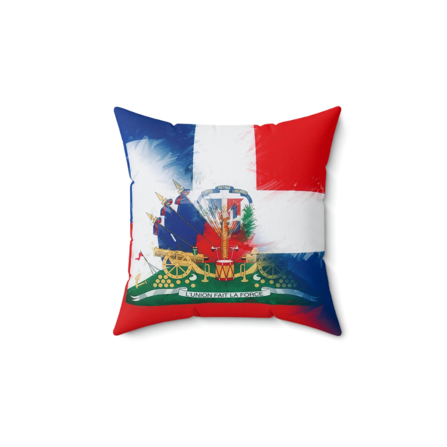 Haiti Dominican Republic Flag | Hispaniola DR Half Haitian Dominican Flag Spun Polyester Square Pillow