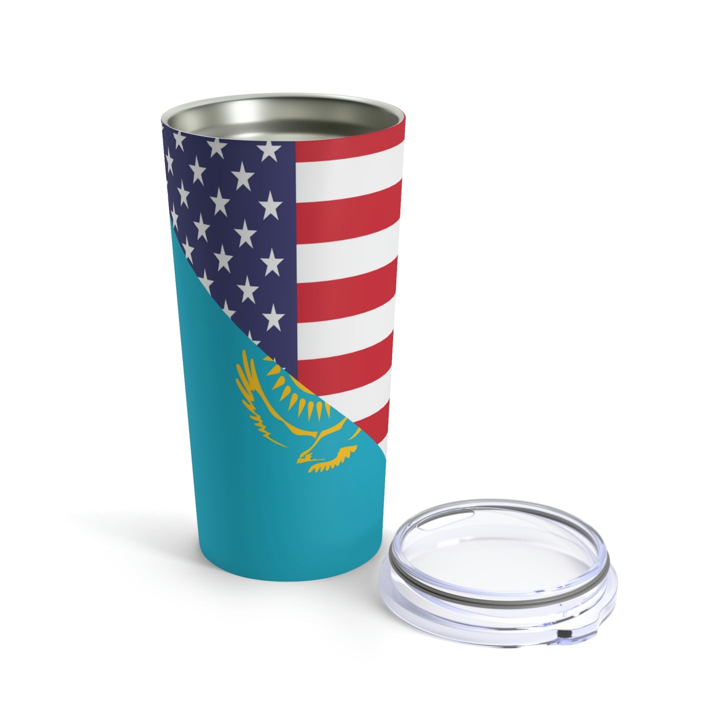 Kazakhstan American Flag USA Tumbler 20oz