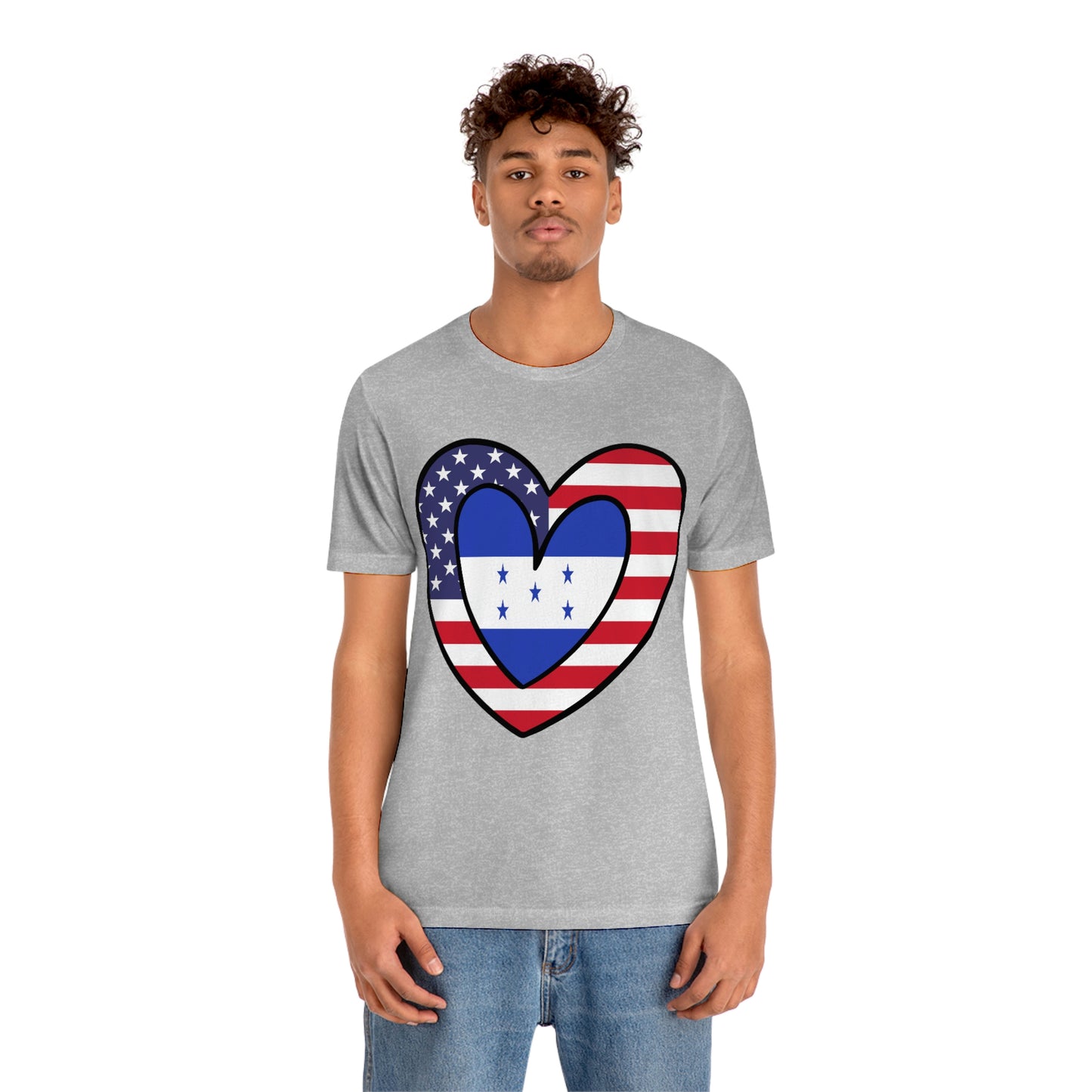 Honduran American Heart Valentines Day Gift Tee Shirt | Half Honduras USA Flag T-Shirt