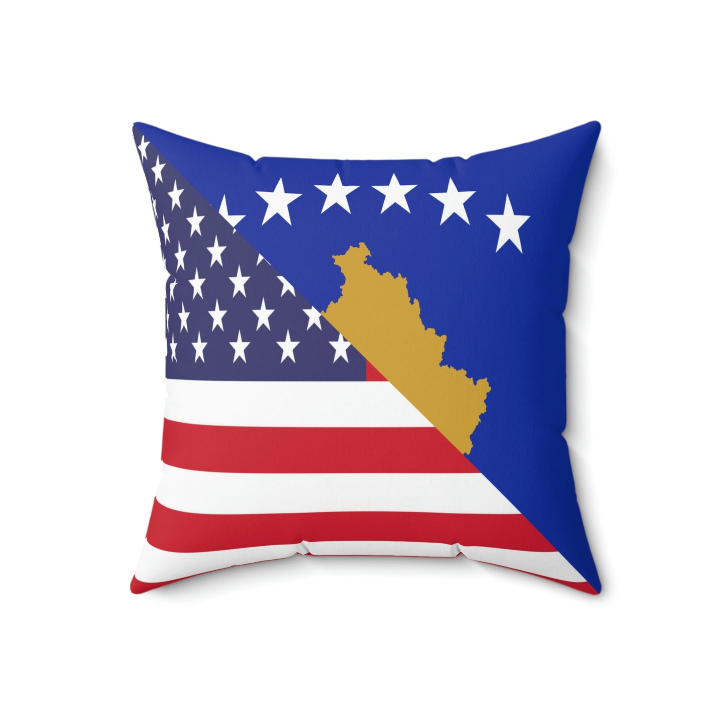 Kosovo American Flag Kosovar Spun Polyester Square Pillow