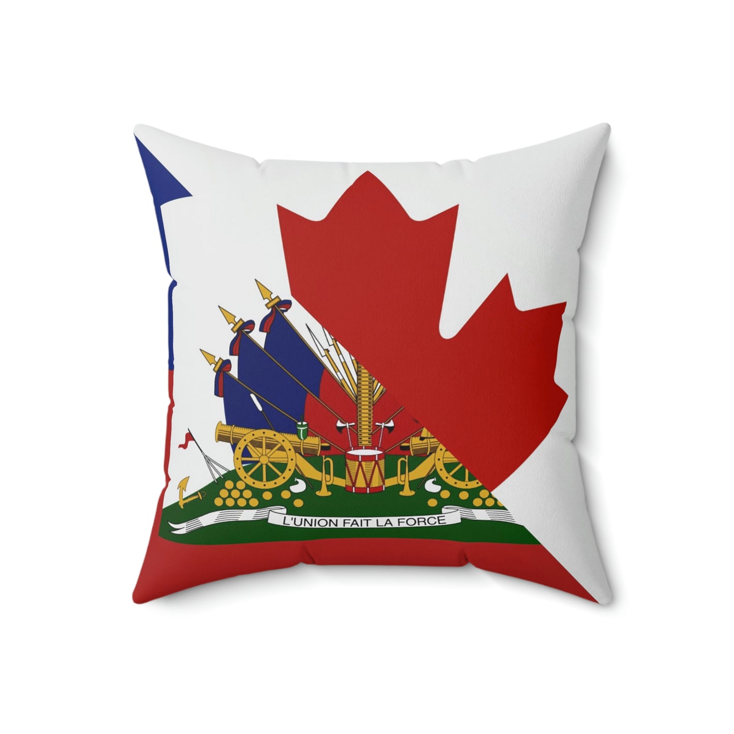 Haitian Canadian Flag | Half Haiti Canada Canadien Spun Polyester Square Pillow