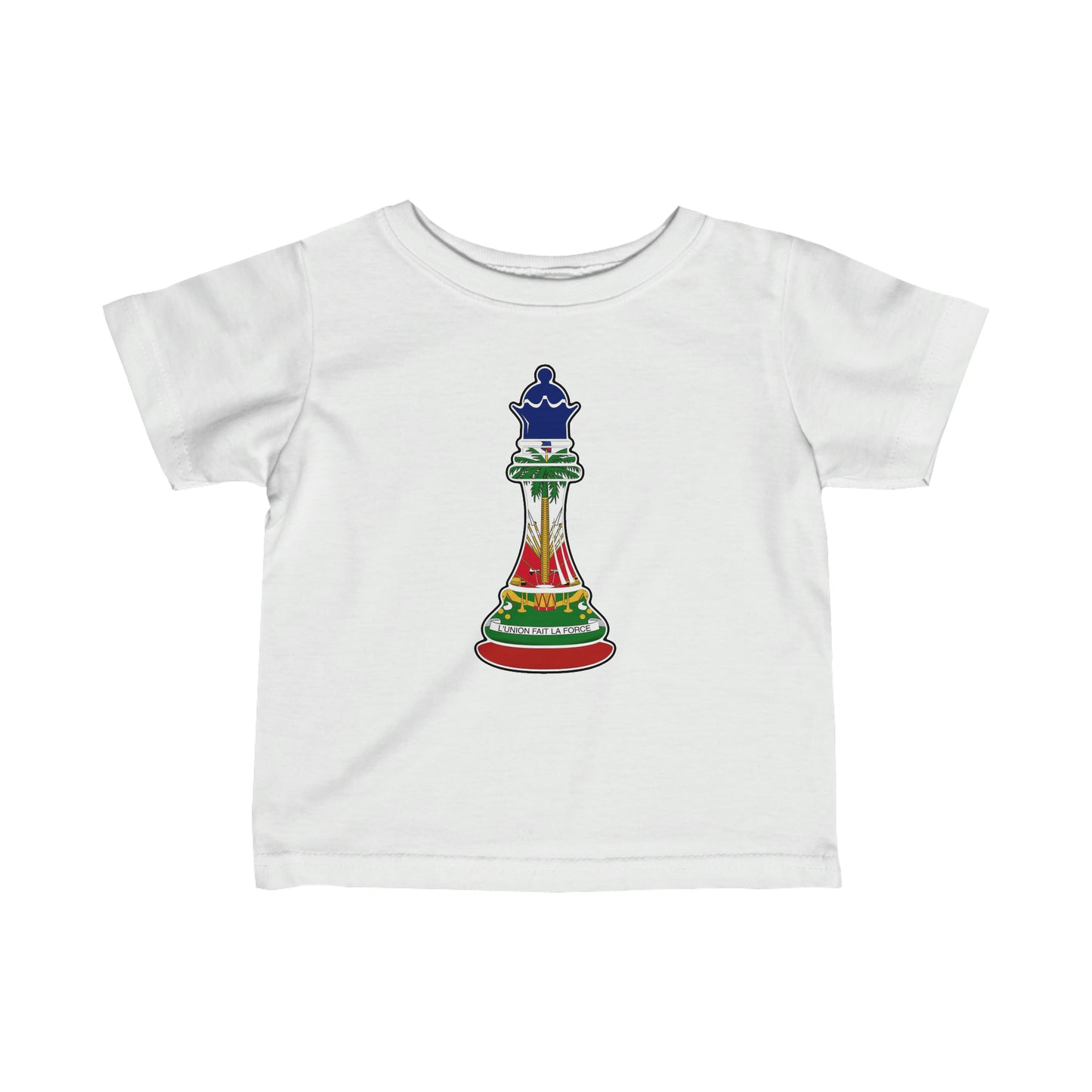 Infant Haitian Queen Chess Piece | Haiti Flag Royalty Toddler Tee Shirt