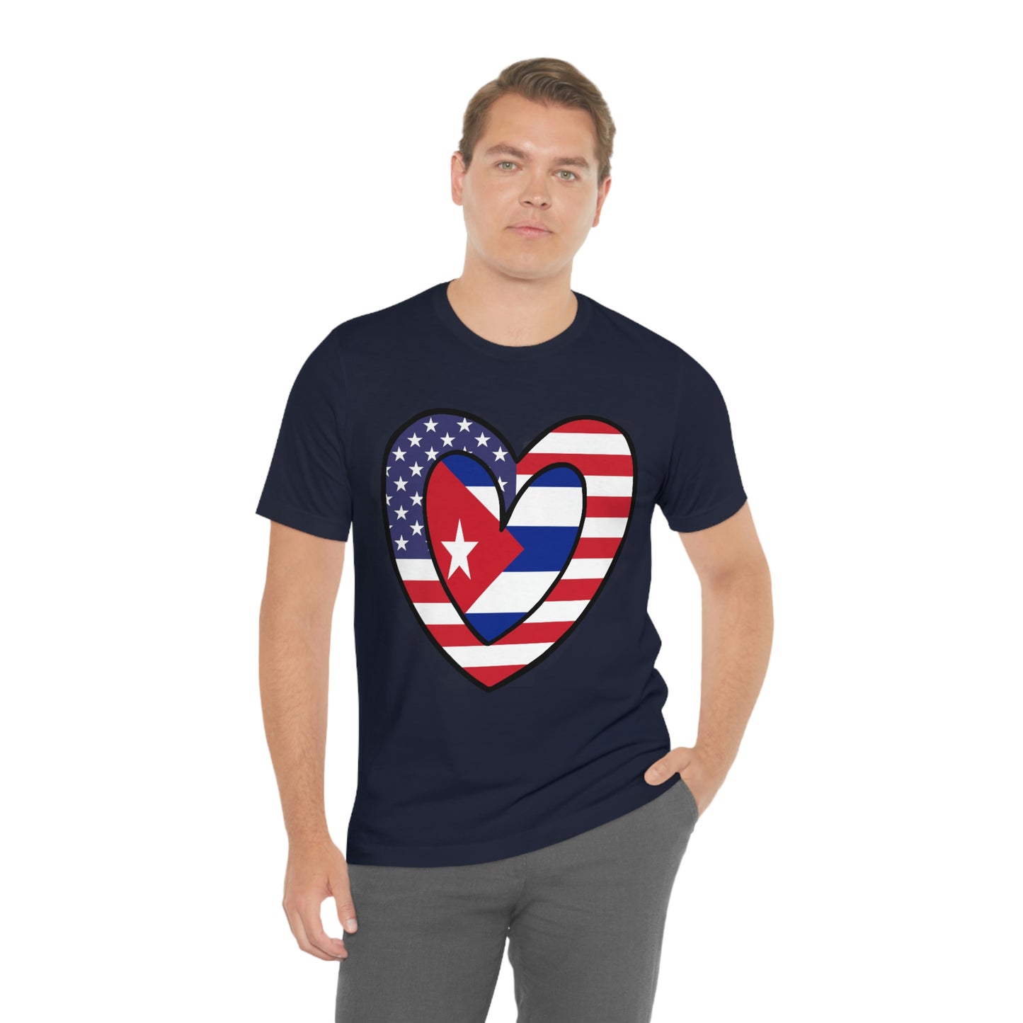 Cuban American Heart Valentines Day Gift Tee Shirt | Half Cuba USA Flag T-Shirt