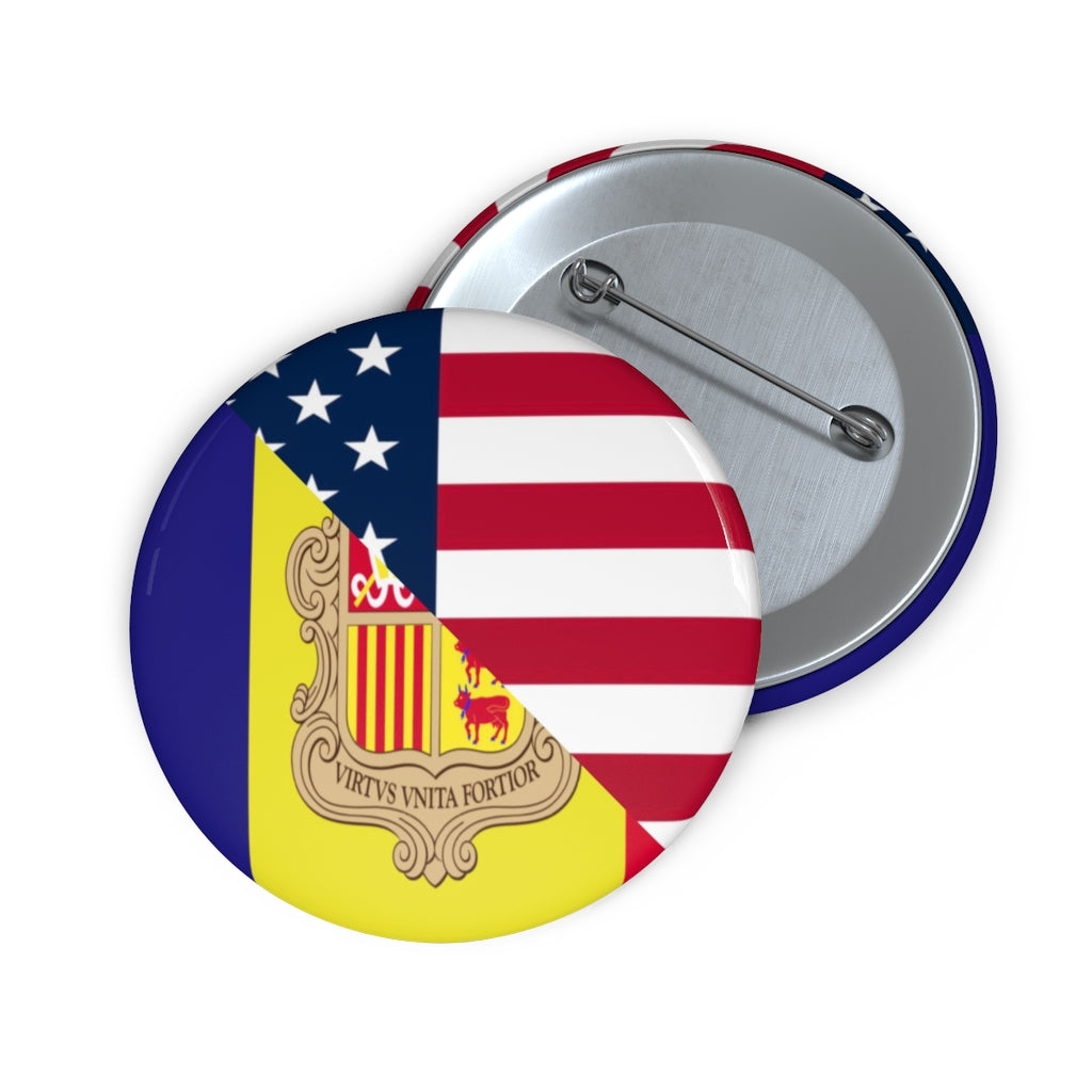 Andorran American Flag Pin Button | Andorra USA America