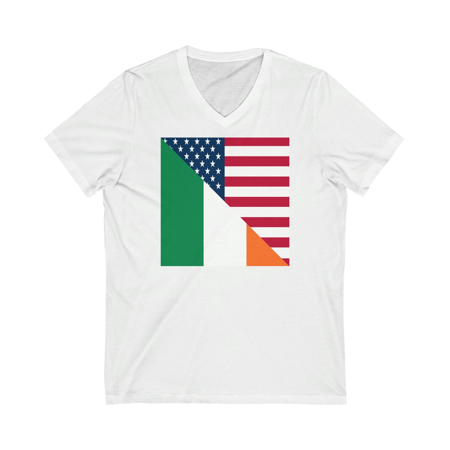 Irish American Flag Half Ireland USA V-Neck T-Shirt | Unisex Vee Shirt