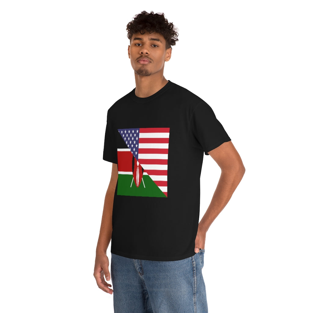 Kenyan American Flag Tee Shirt | Kenya USA Tshirt