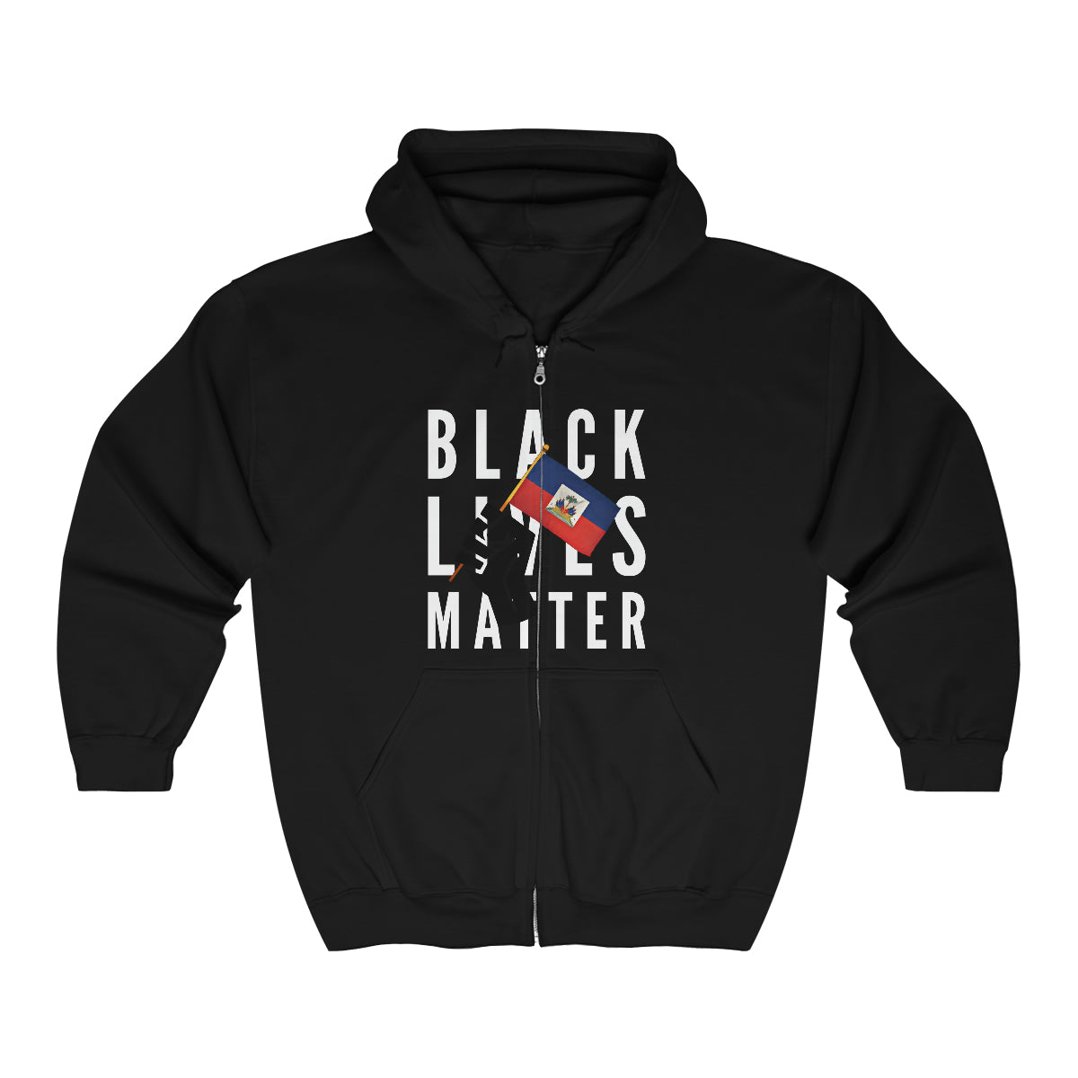 Black Lives Matter Haiti | BLM Haitian Flag Zip Hoodie | Hooded Sweatshirt