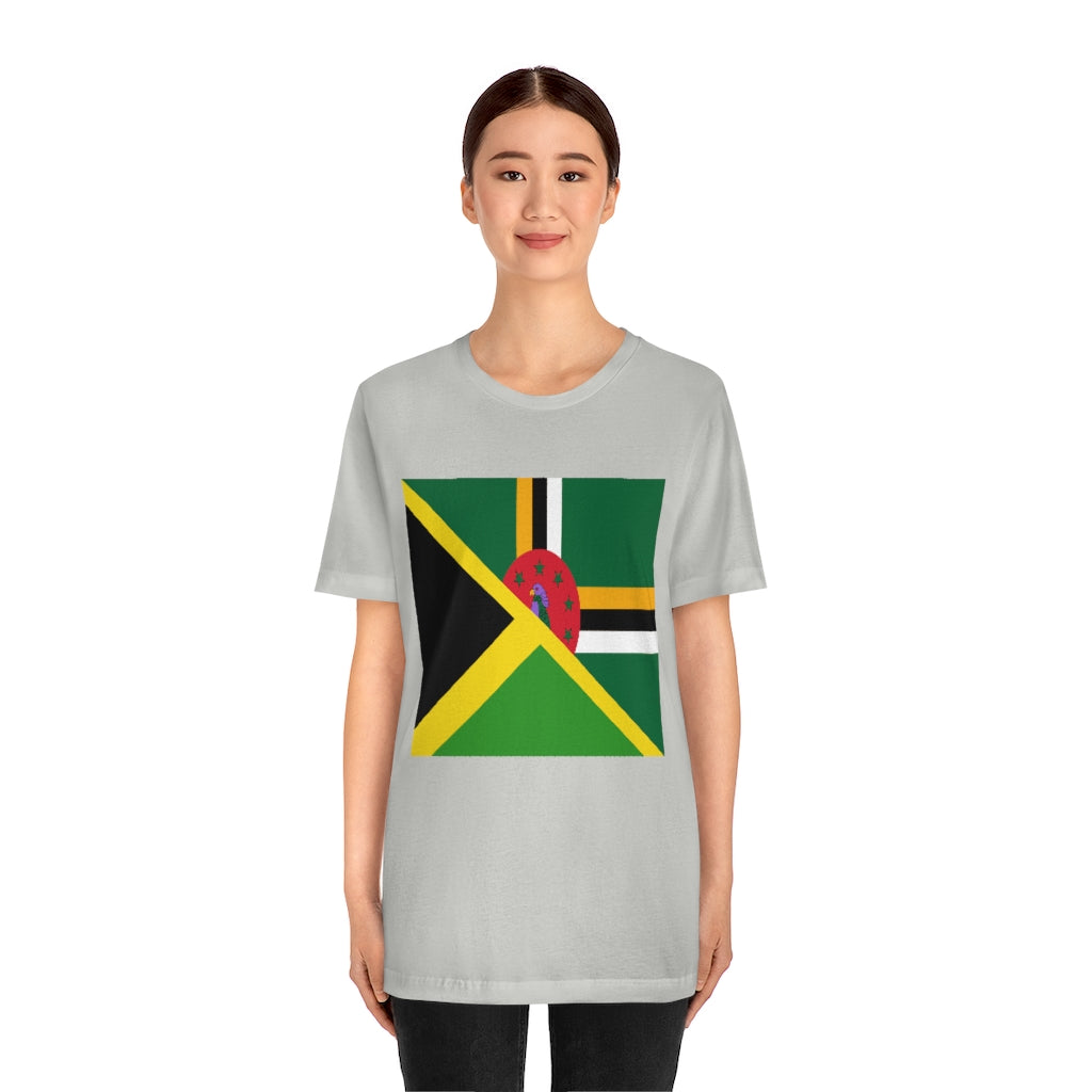 Half Dominican Jamaican Flag Tee | Dominica Jamaica Men Women Shirt