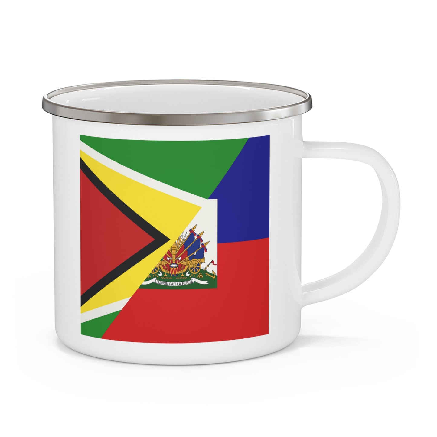 Guyanese Haitian Flag | Half Guyana Haiti Flag 12oz Enamel Mug