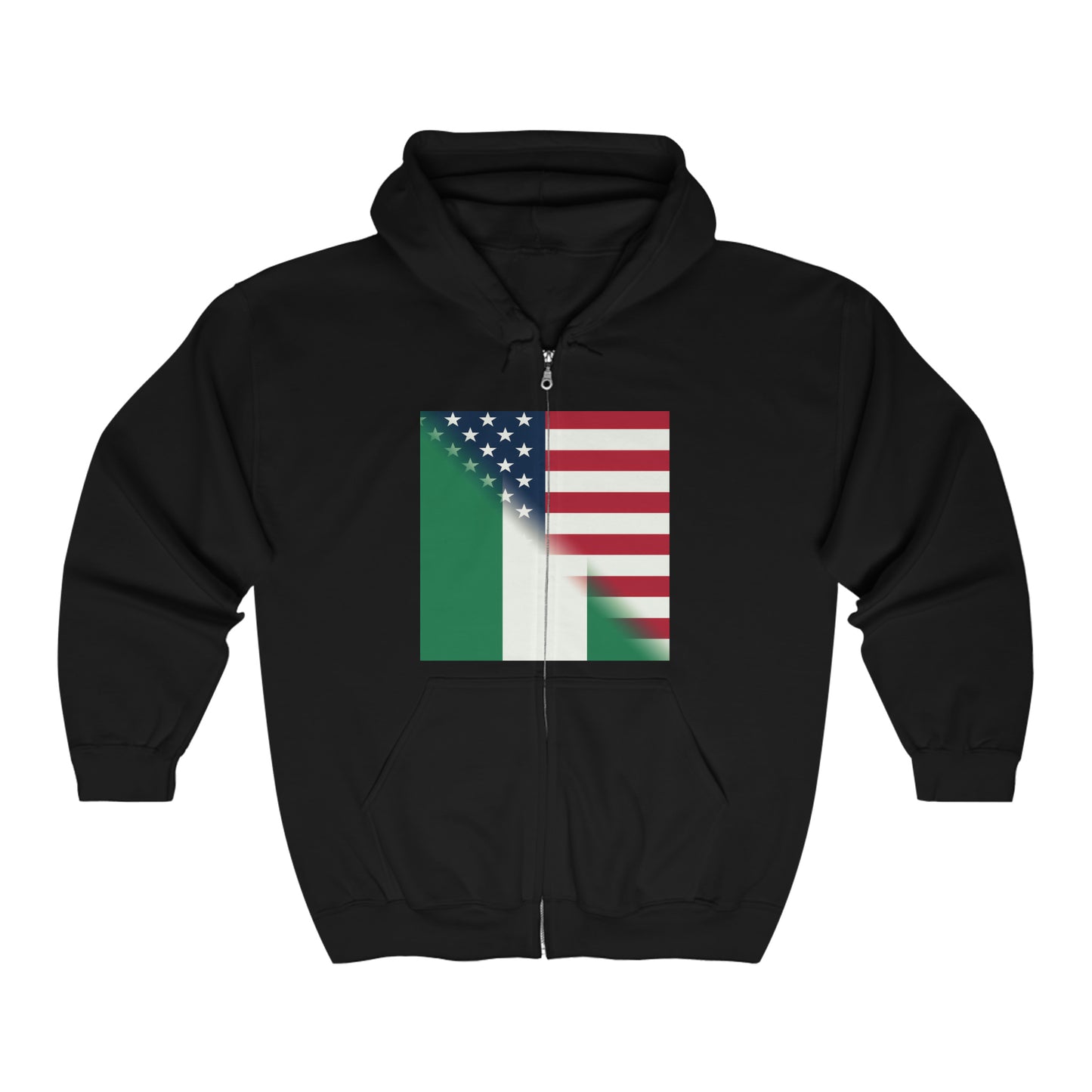 Nigeria America Flag | United States Half Nigerian Zip Hoodie | Hooded Sweatshirt