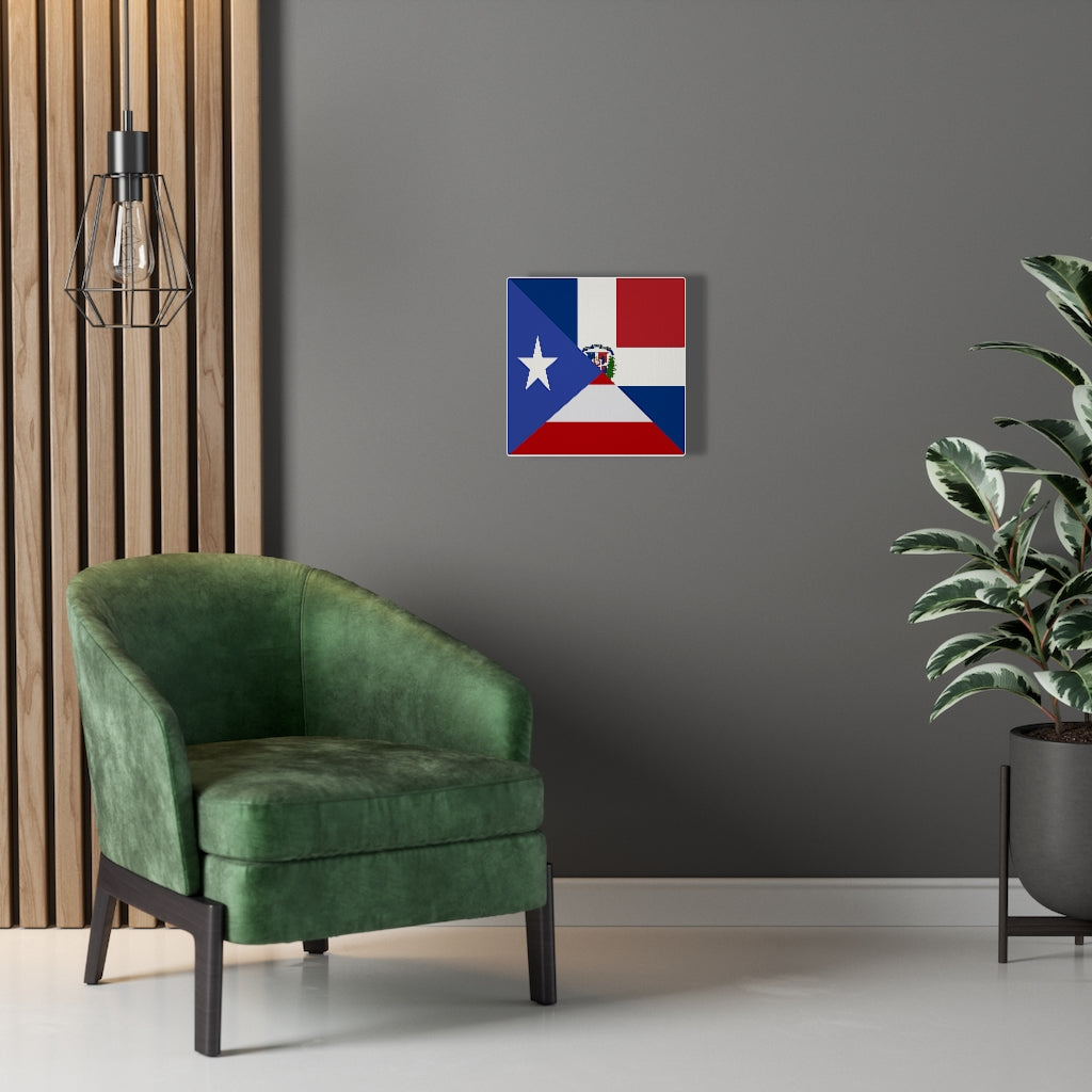 Puerto Rican Dominican Republic Flag Canvas Gallery Wraps | PR DR