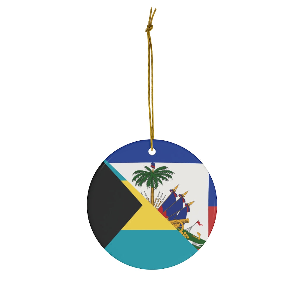 Haiti Bahamas Flag Ceramic Ornaments | Haitian Bahamian Christmas Tree