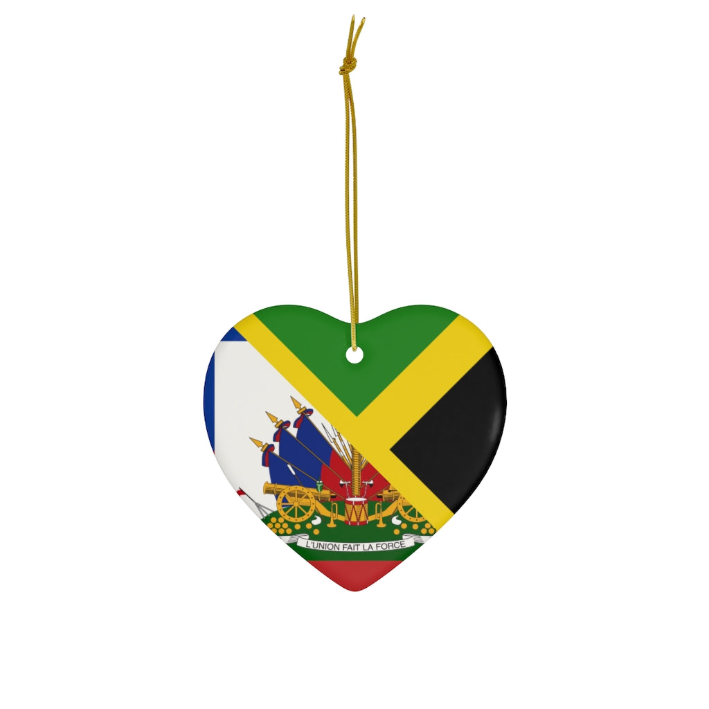 Haitian Jamaican Flag Ceramic Ornaments | Jamaica Haiti Christmas Tree