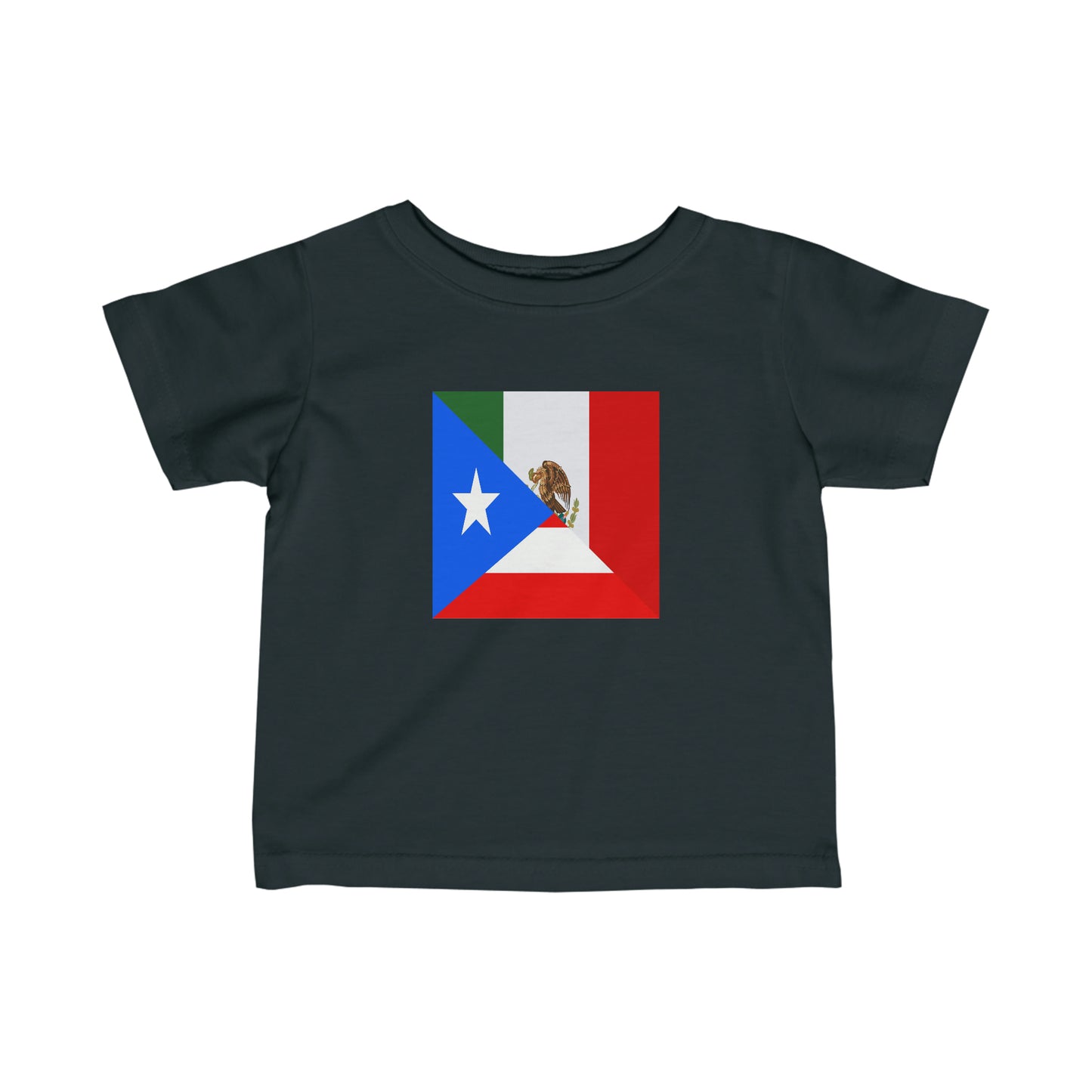 Infant Puerto Rican Mexican Flag Half Mexico Puerto Rico Toddler Tee Shirt