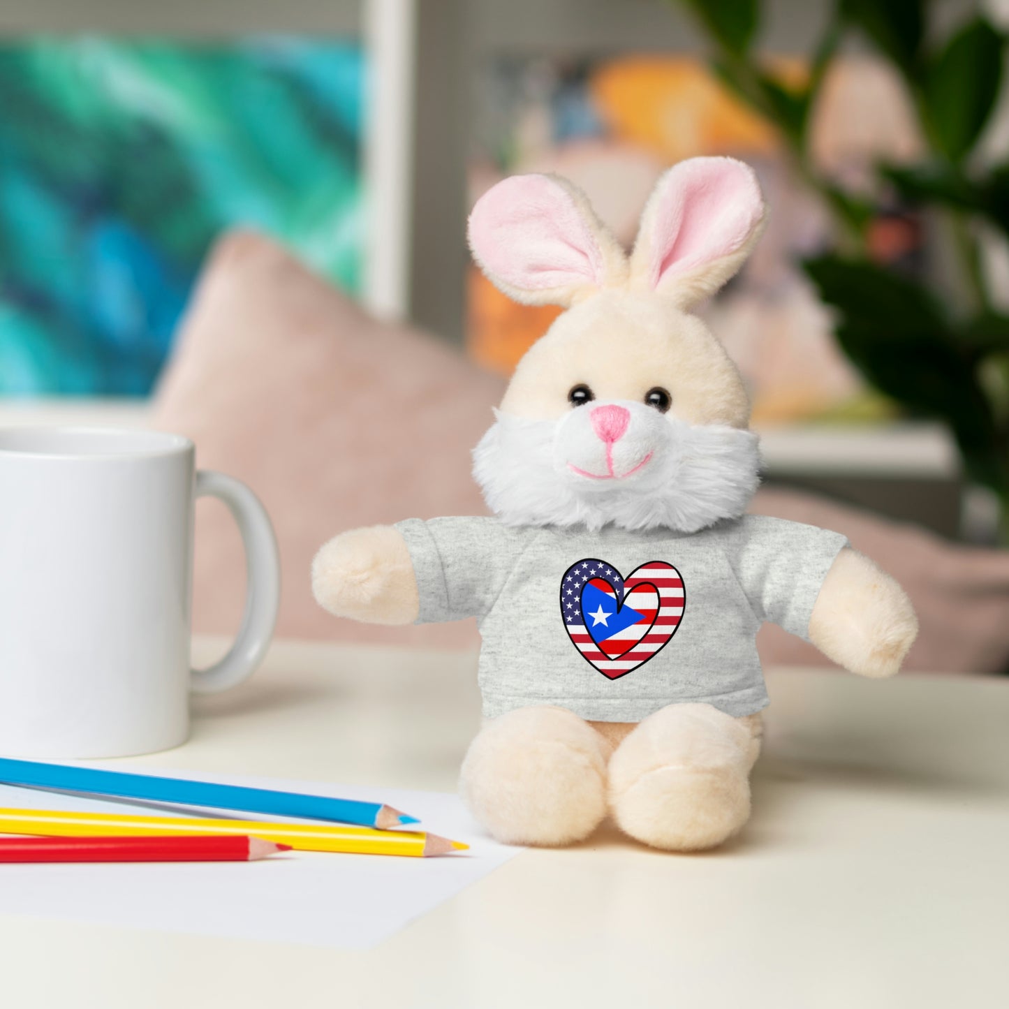 Puerto Rican American Valentines Day Gift Stuffed Animal | PR USA Flag Toy