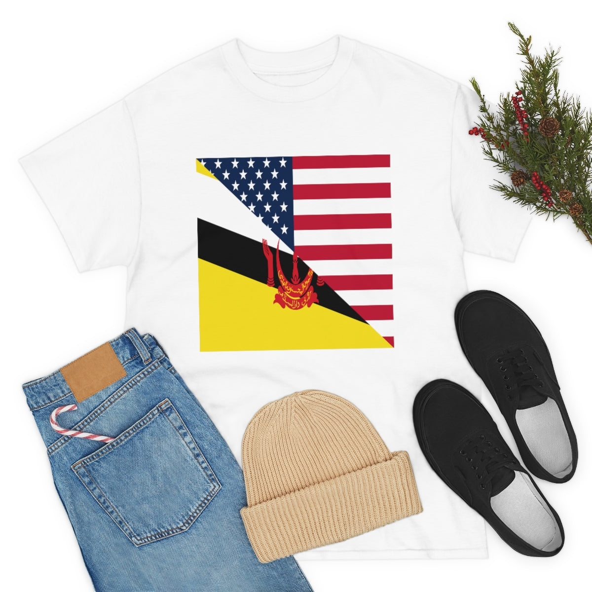 Brunei American Flag Half Bruneian USA T-Shirt | Unisex Tee Shirt