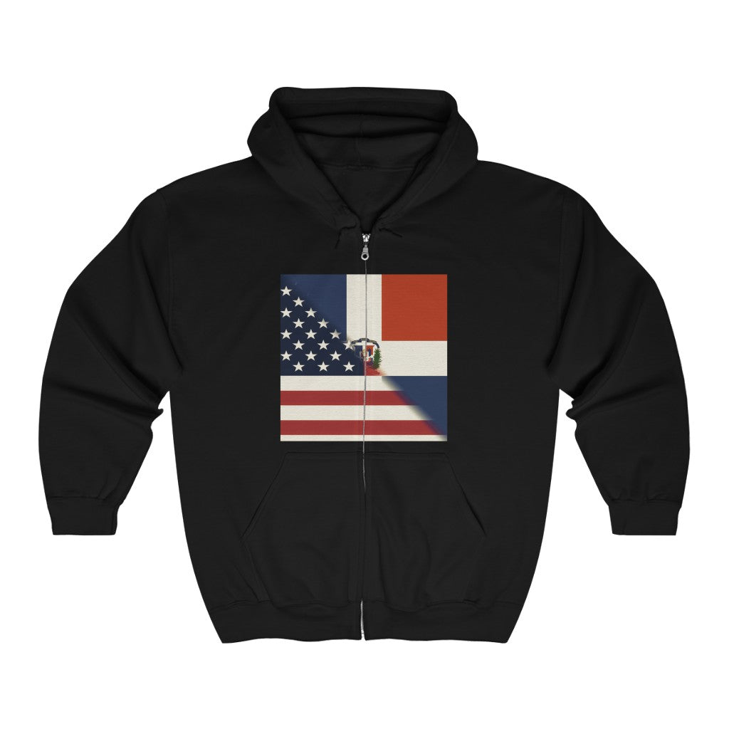 Dominican Republic America Flag | US D.R. Zip Hoodie | Hooded Sweatshirt