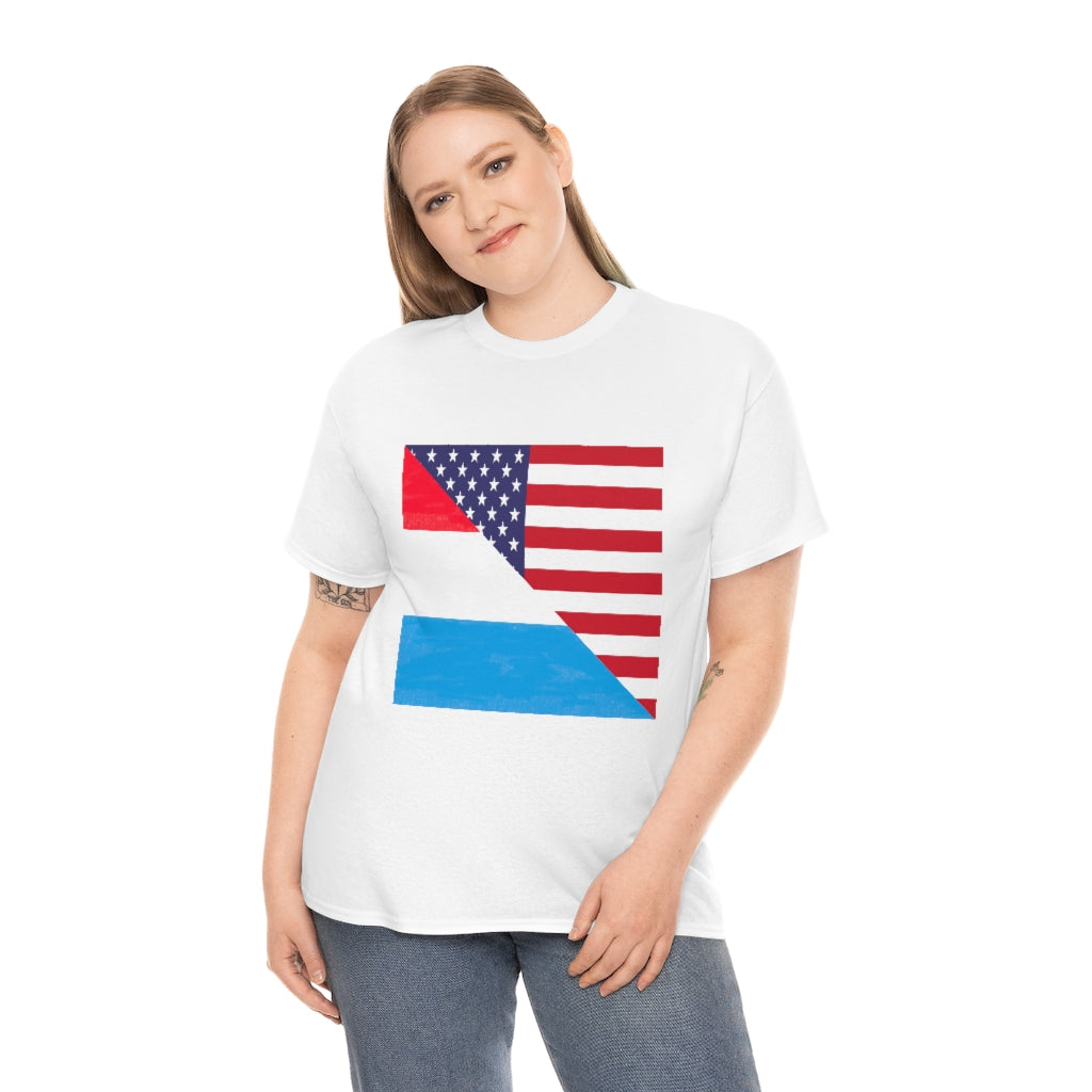 Luxembourg American Flag Unisex Tee Shirt | Luxembourger Tshirt