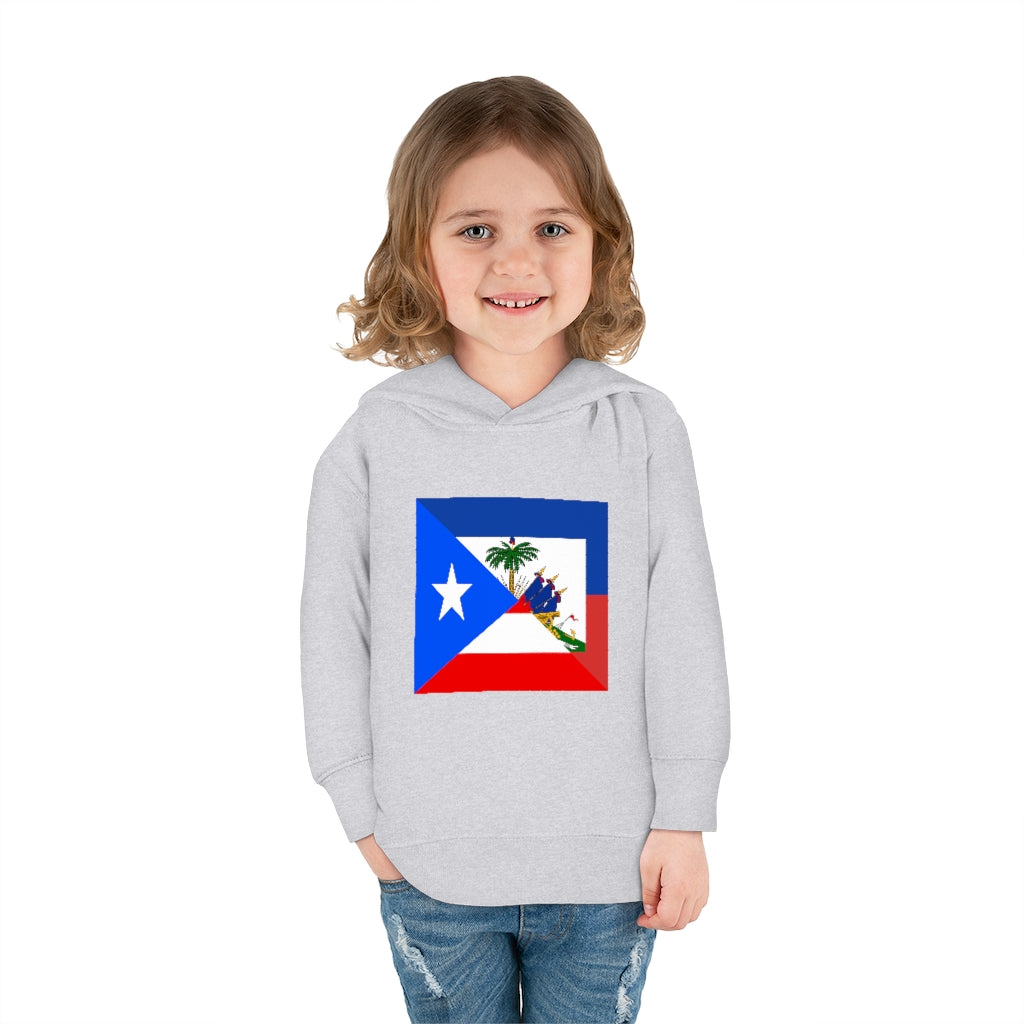 Toddler Haitian Puerto Rican Flag Pullover Fleece Hoodie | Haiti PR