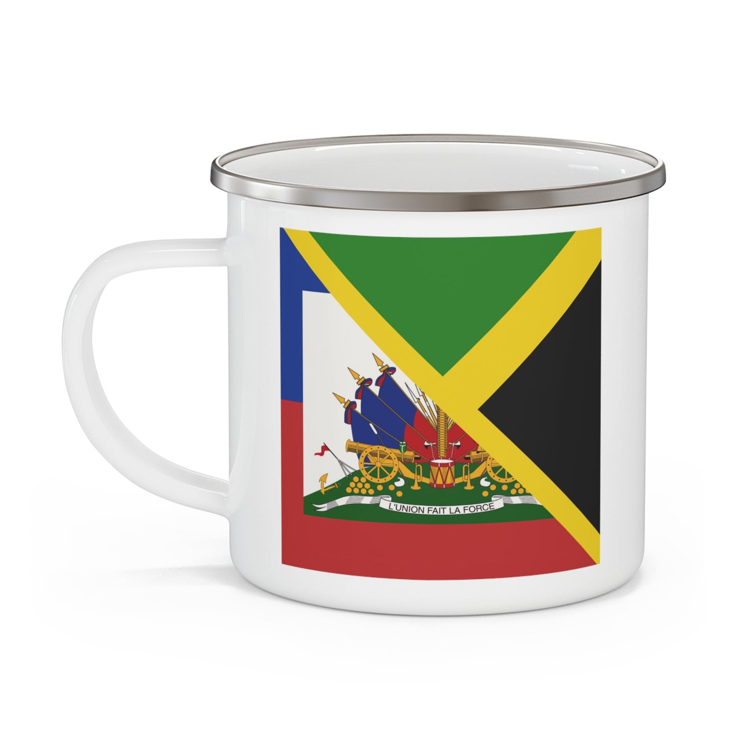 Haitian Jamaican Flag | Half Jamaica Haiti 12oz Enamel Mug