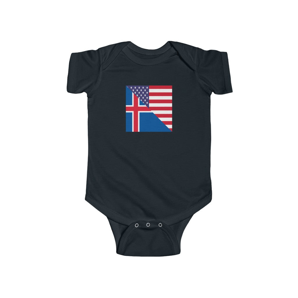 Icelander American Flag Baby Bodysuit | Iceland USA Newborn