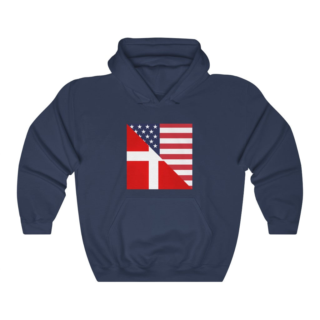 Danish American Flag Hoodie | Unisex Denmark Danes Men Women Pullover