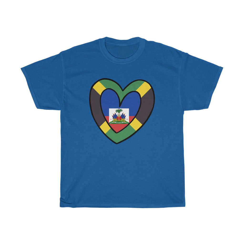 Jamaican Haitian Inner Flag Inner Heart Tee | Unisex Haiti Jamaica Shirt