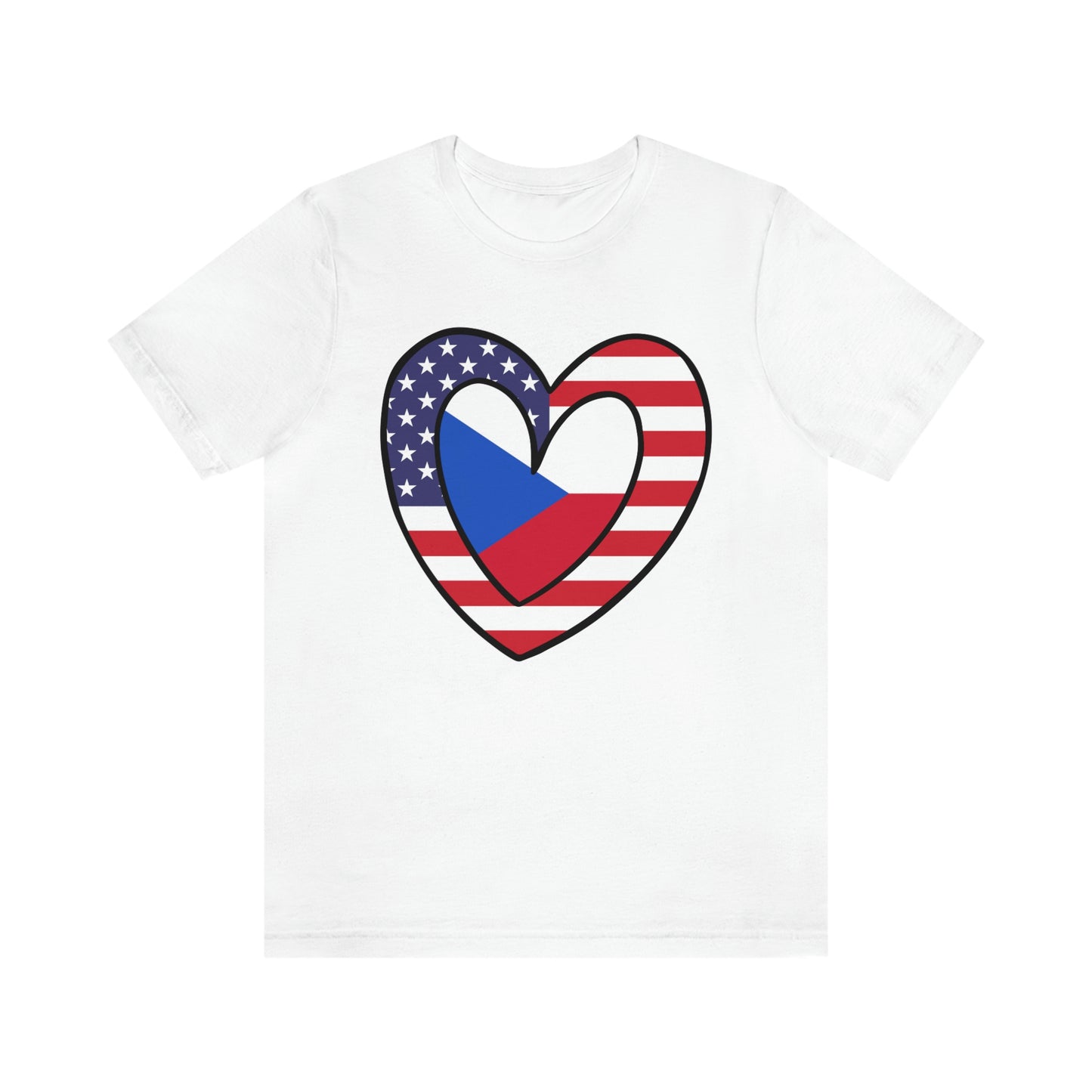 Czech Republic American Heart Valentines Day Gift Tee Shirt | Czechs USA Flag Wedding T-Shirt