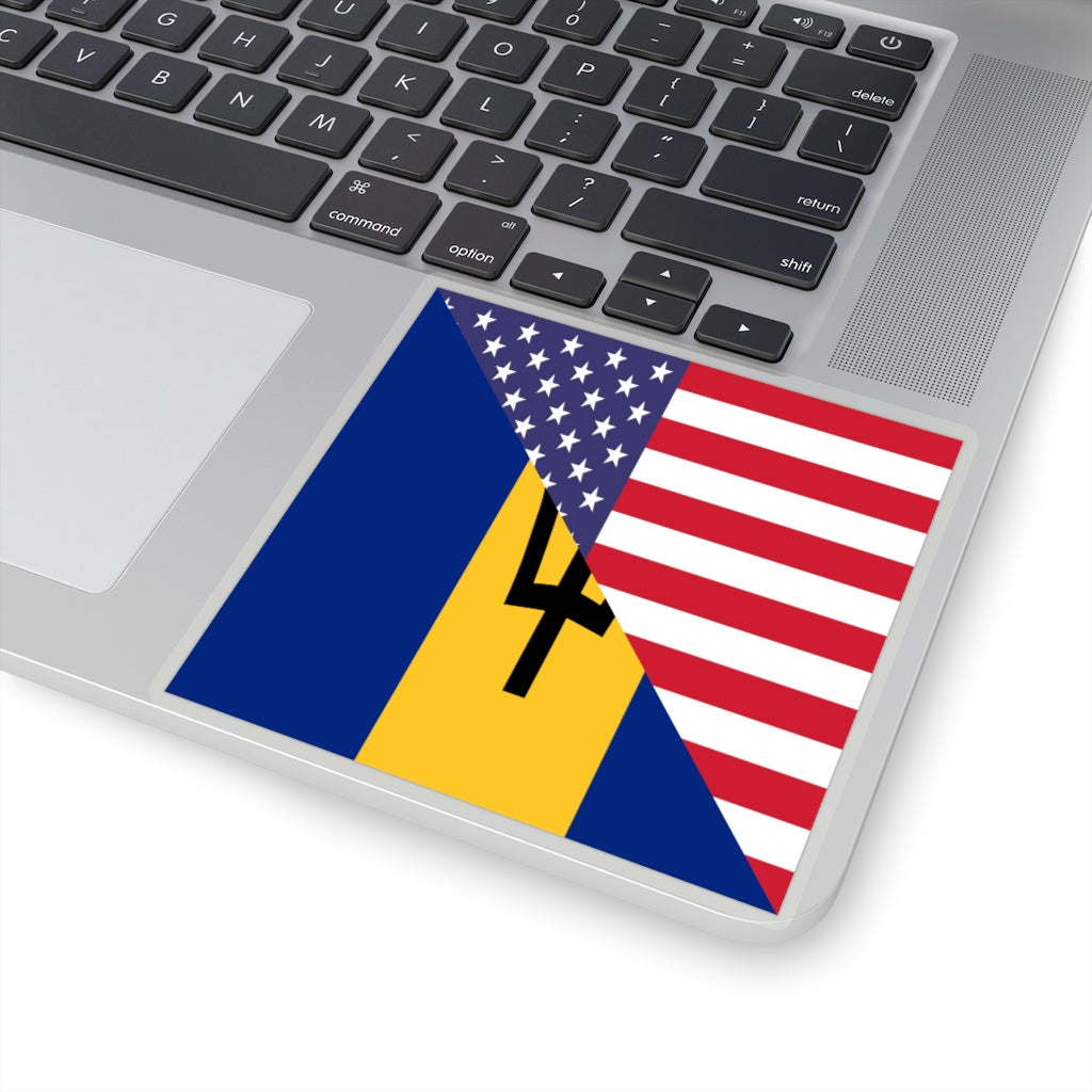 Bajan American Flag Sticker | Barbados USA Stickers