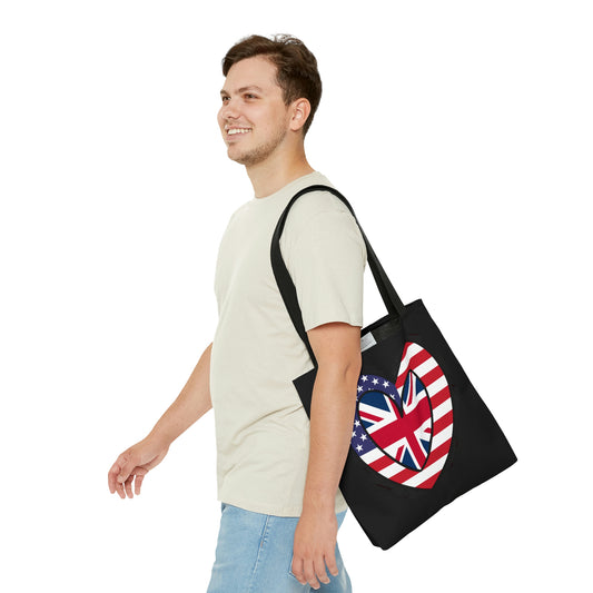 American UK Flag Inner Heart USA United Kingdom Tote Bag | Shoulder Bag