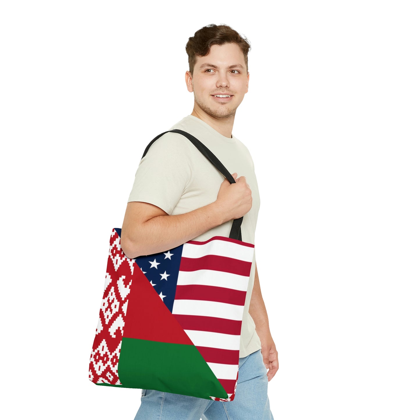 Belarus American Flag Half USA Tote Bag | Shoulder Bag