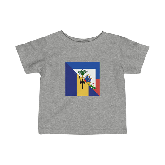 Infant Haitian Bajan Flag Half Haiti Barbados Toddler Tee Shirt