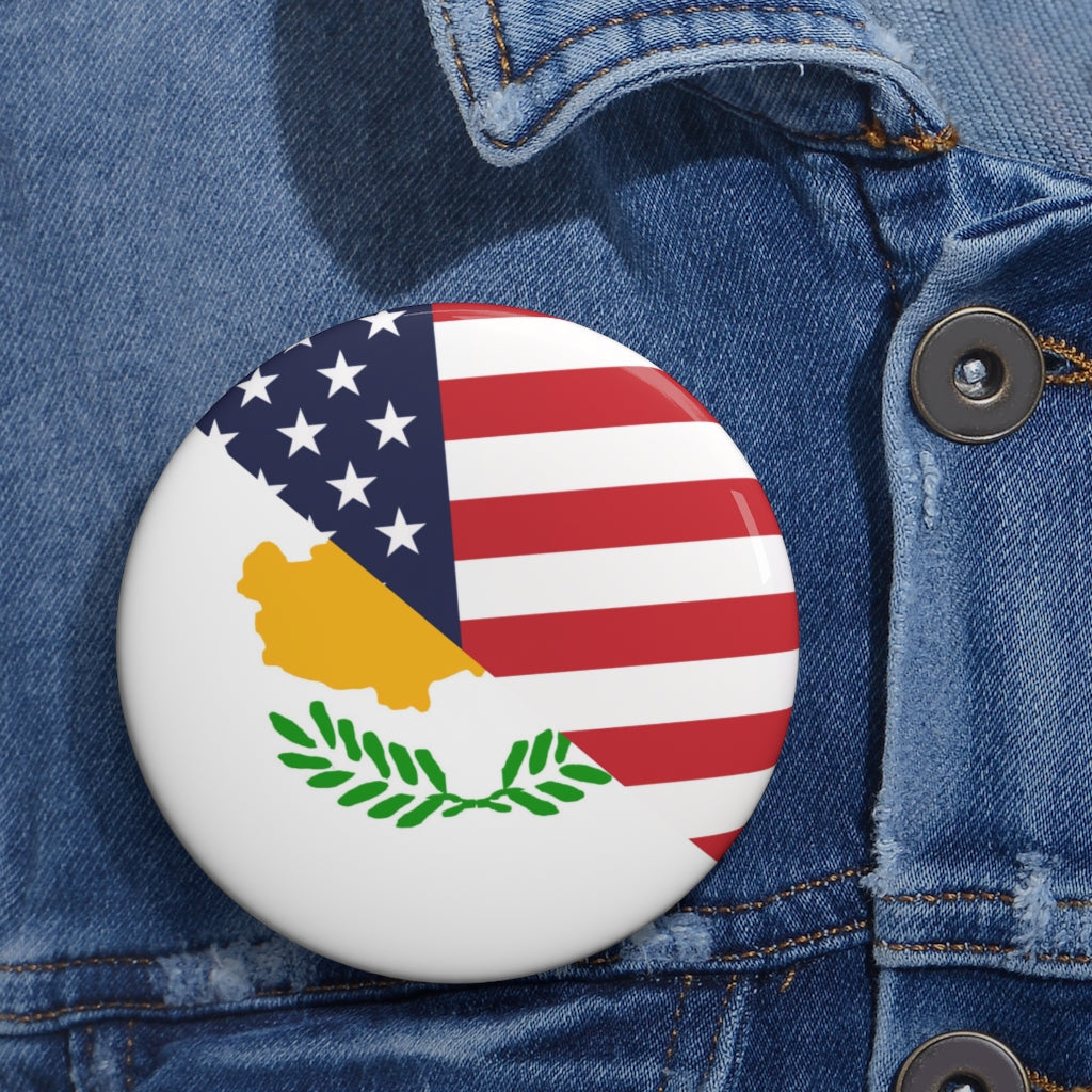 Cyprus American Flag Pin Button | Half Cypriot USA