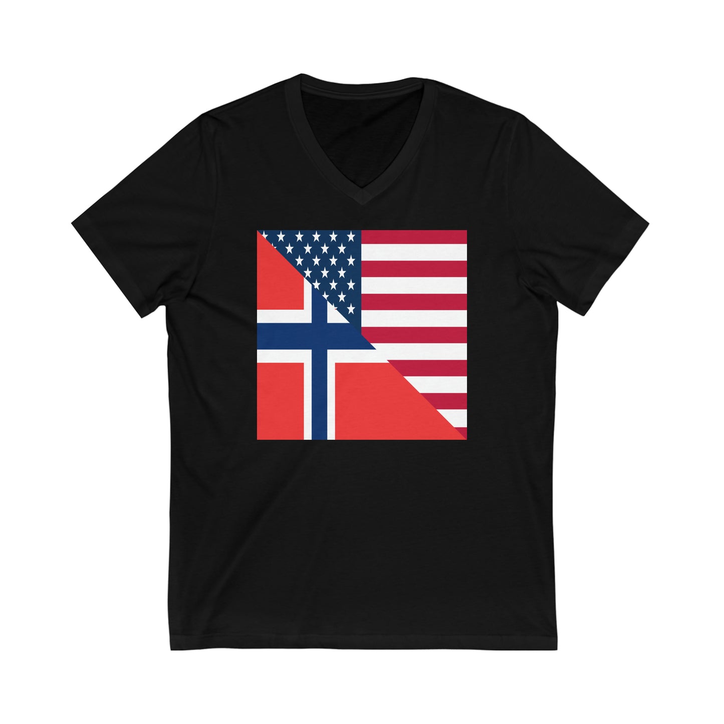 Norwegian American Flag Norway USA V-Neck T-Shirt | Unisex Vee Shirt