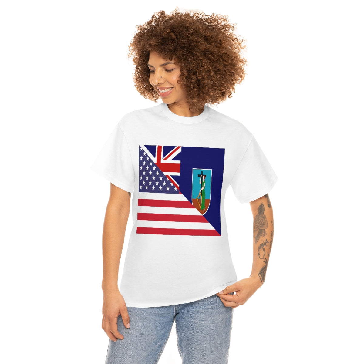 Montserrat American Flag Half Montserratian USA T-Shirt | Unisex Tee Shirt