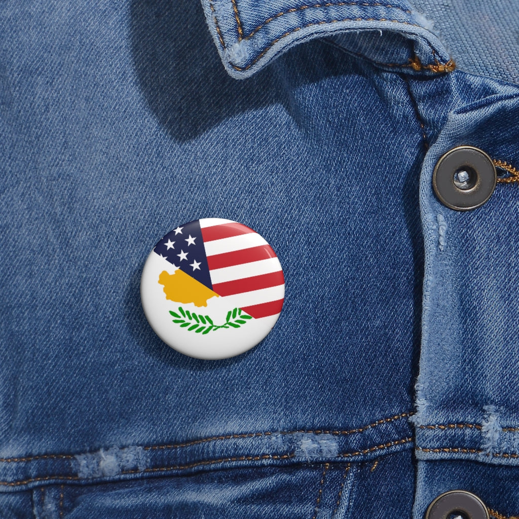 Cyprus American Flag Pin Button | Half Cypriot USA