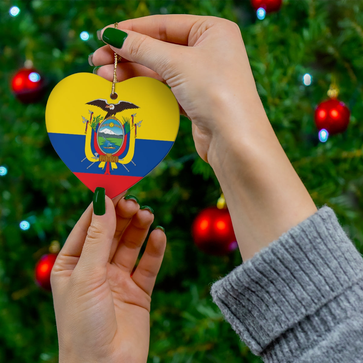 Ecuador Flag Ceramic Ornaments | Ecuadorian Christmas Tree