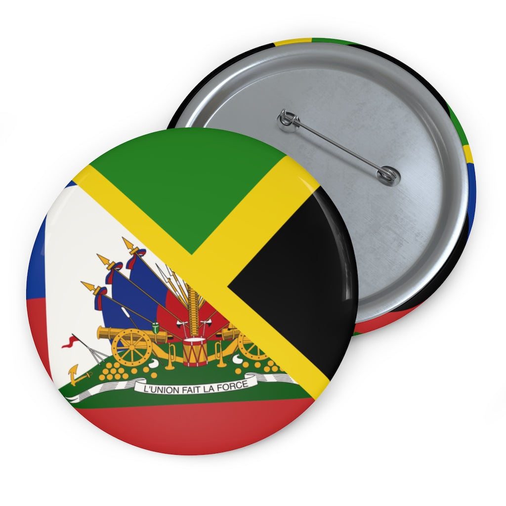 Haitian Jamaican Flag Pin Button | Haiti Jamaica Caribbean