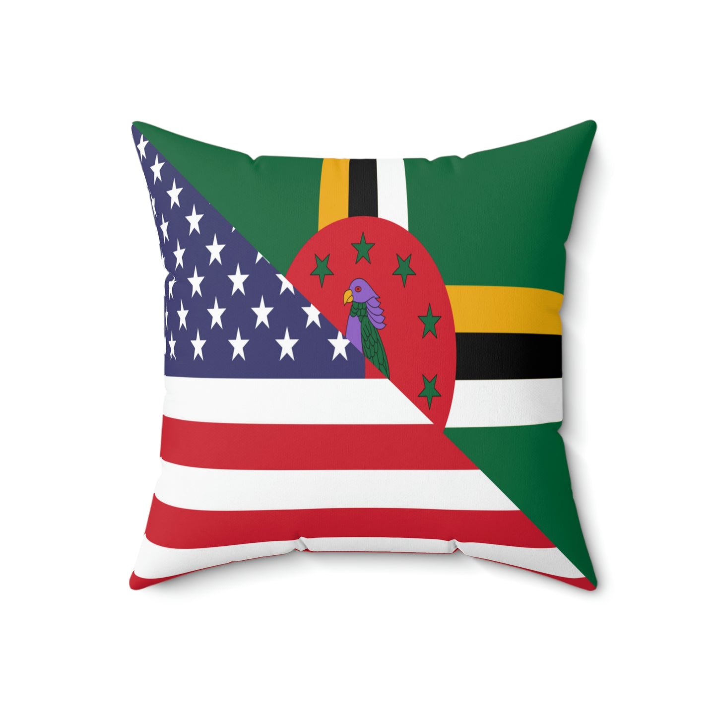 Dominican American Flag Dominica USA Half Spun Polyester Square Pillow