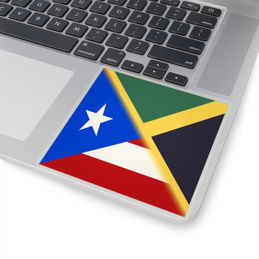 Half Jamaica Puerto Rico Flag Sticker | Puerto Rican Jamaican PR Sticker
