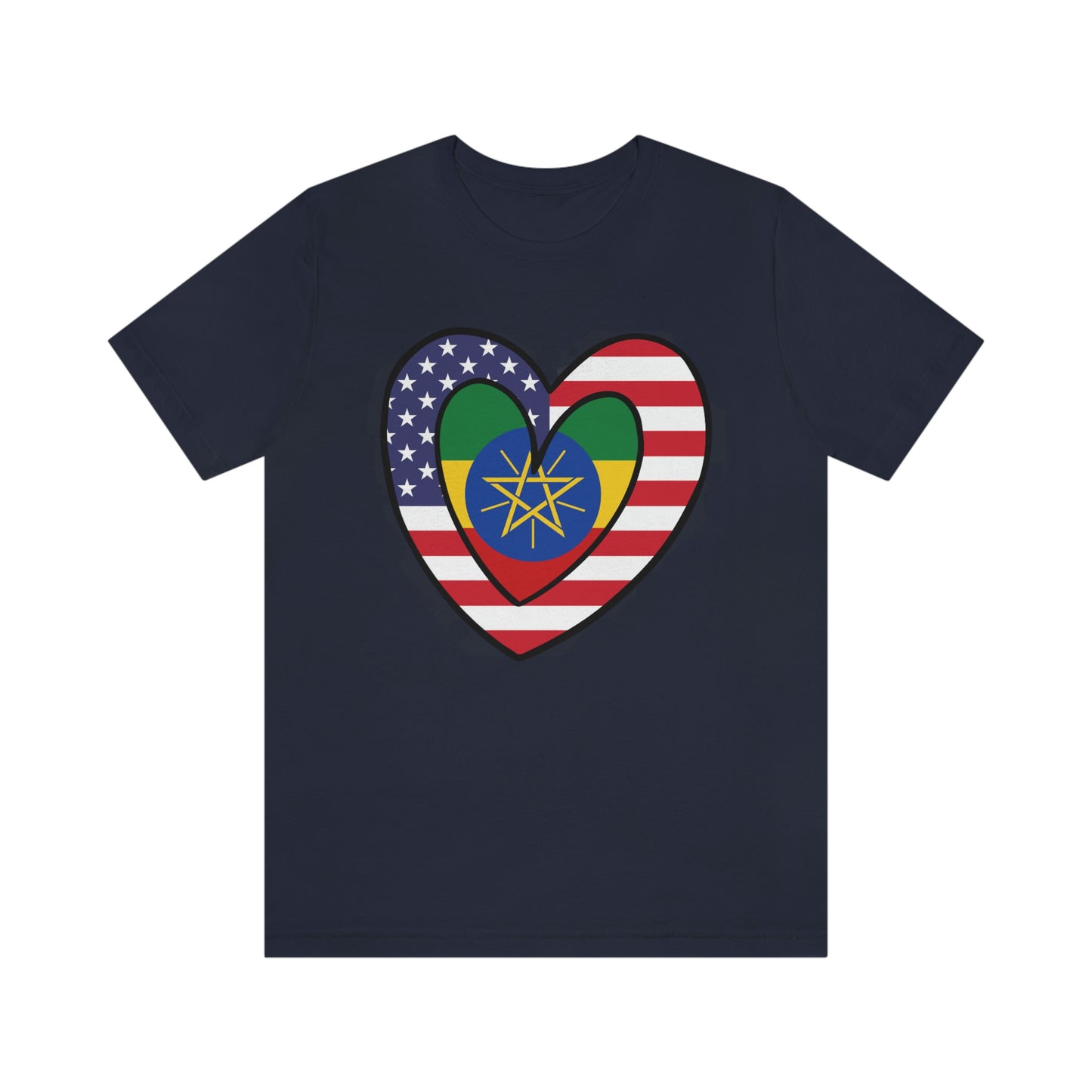 Ethiopian American Heart Valentines Day Gift Tee Shirt | Ethiopia USA Flag Wedding T-Shirt