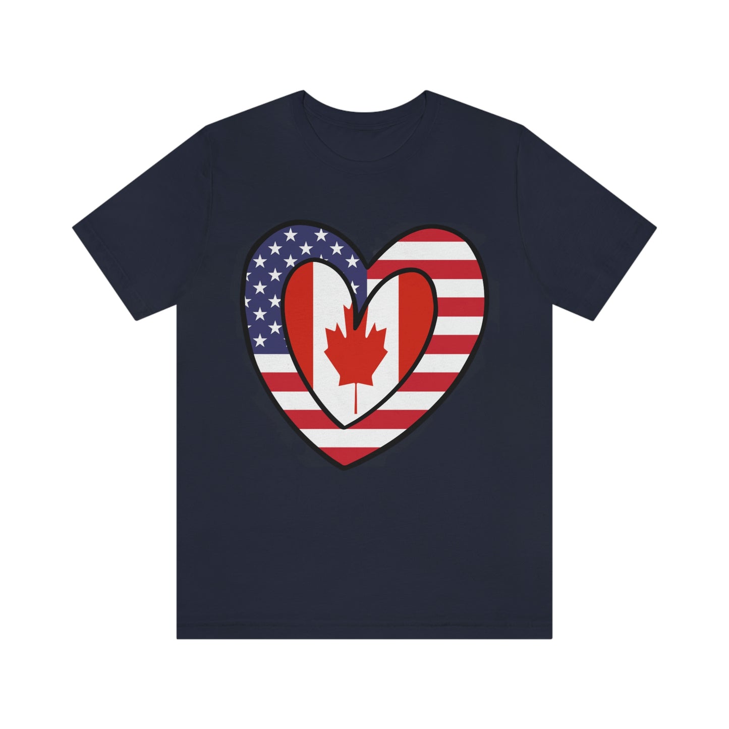 Canadian American Heart Valentines Day Gift Tee Shirt | Half Canada USA Flag T-Shirt