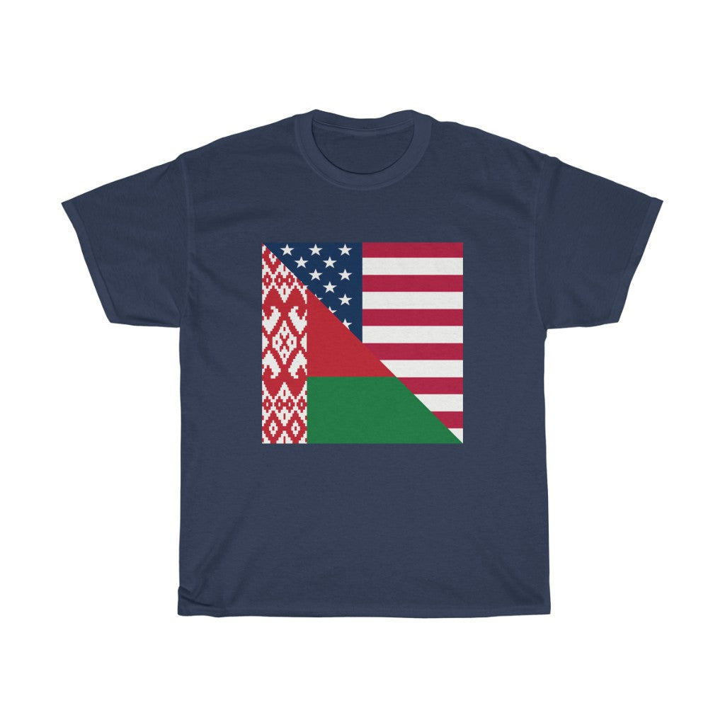 Belarusian American Flag T-Shirt | Unisex Belarus USA Tee