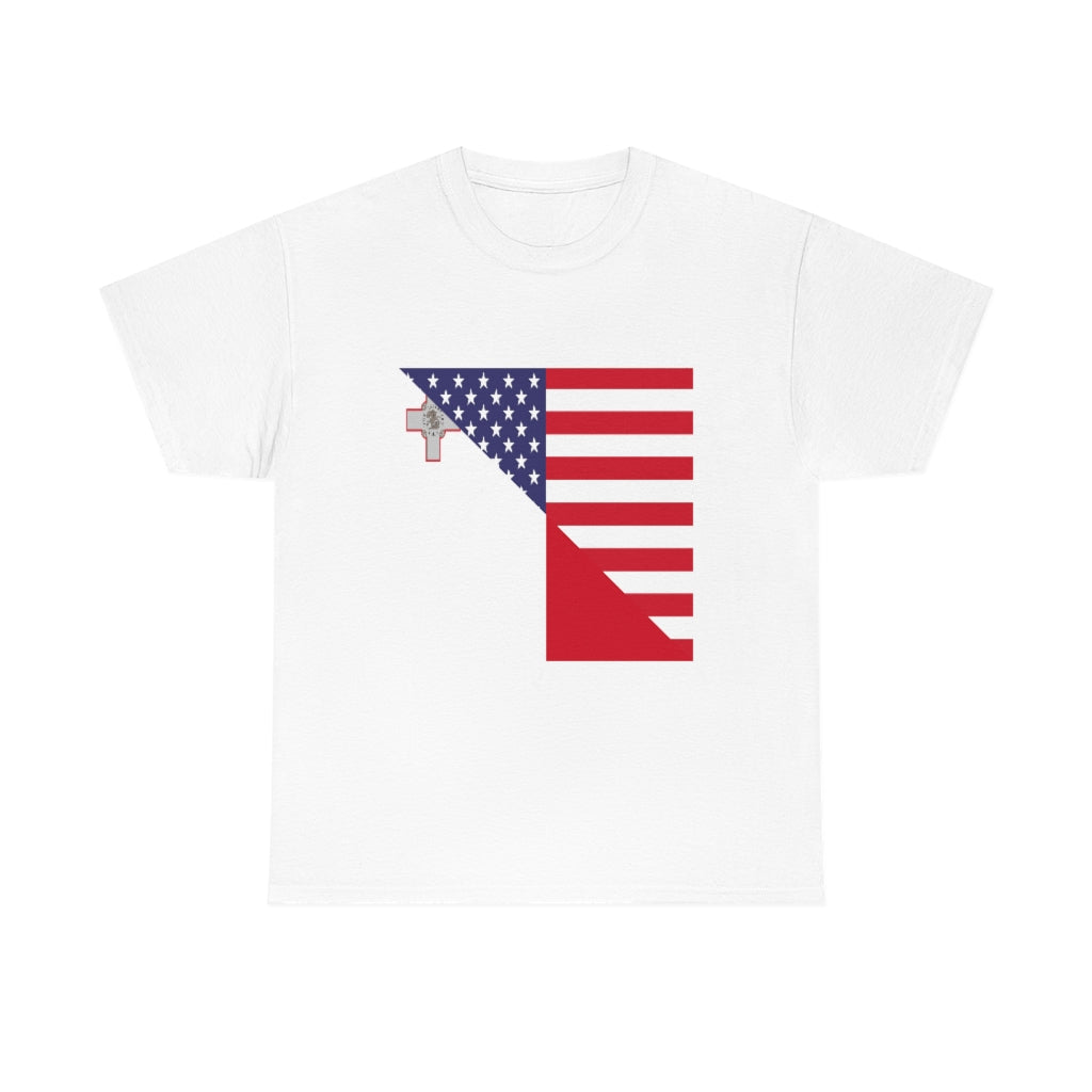 Maltese American Flag Unisex Tee Shirt | Malta Tshirt