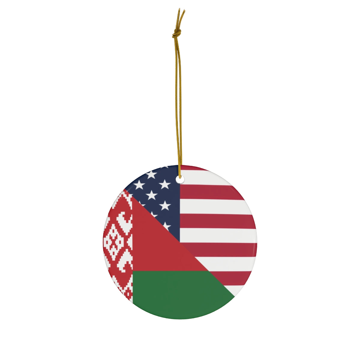 Belarus American Flag Ceramic Ornaments | Belarusian USA Christmas Tree