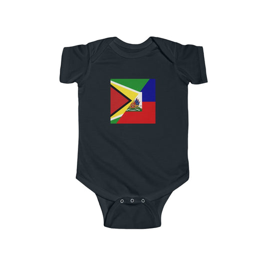 Half Haiti - Guyana Flag | Haitian Guyanese Baby Bodysuit