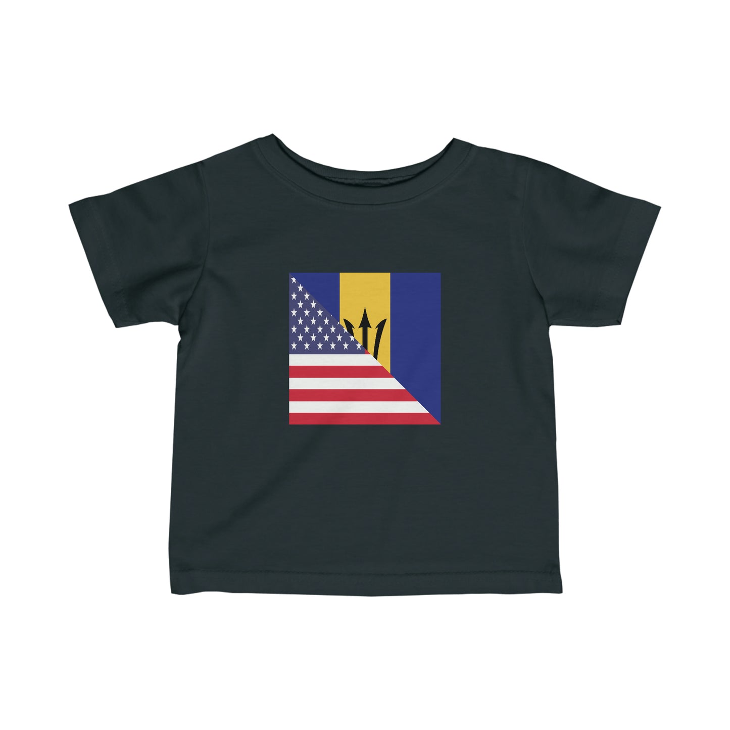 Infant Barbados American Flag Bajan Barbadian USA Toddler Tee Shirt